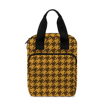 Brown Houndstooth Pattern Print Bible Tote Bag