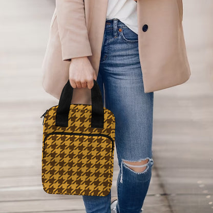 Brown Houndstooth Pattern Print Bible Tote Bag