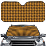 Brown Houndstooth Pattern Print Car Windshield Sun Shade