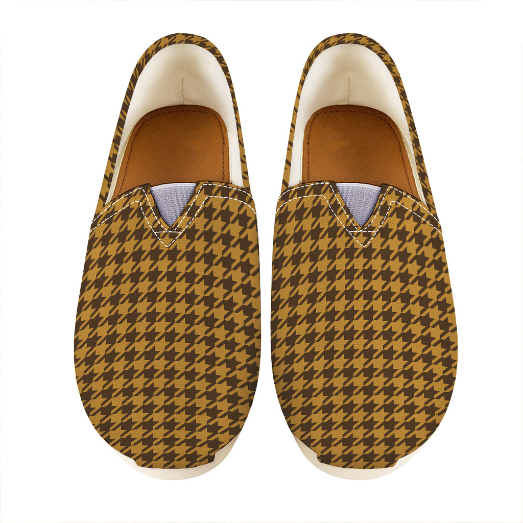 Brown Houndstooth Pattern Print Casual Shoes