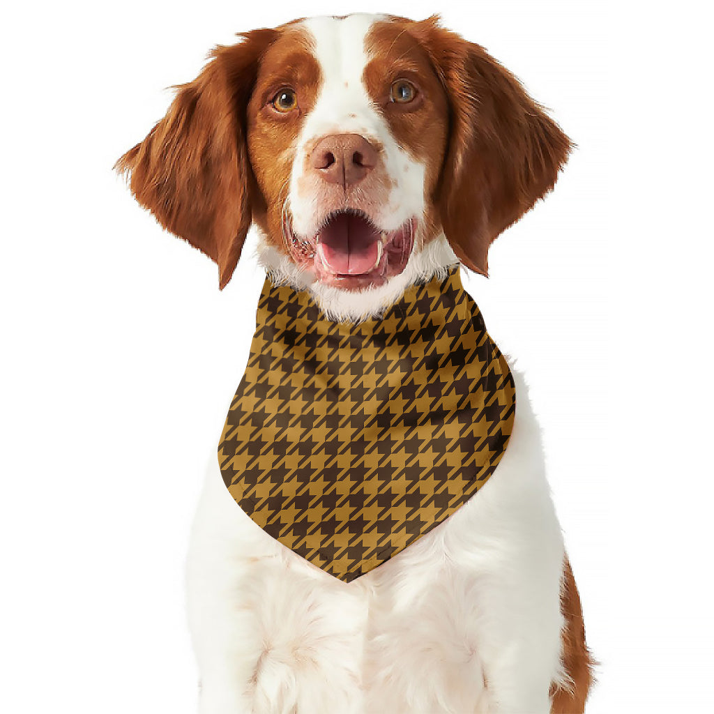 Brown Houndstooth Pattern Print Dog Bandana