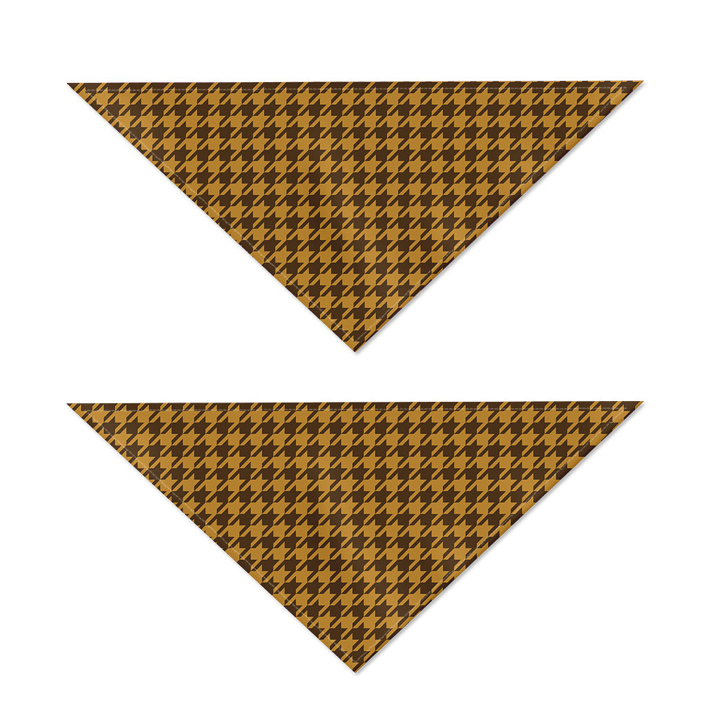 Brown Houndstooth Pattern Print Dog Bandana