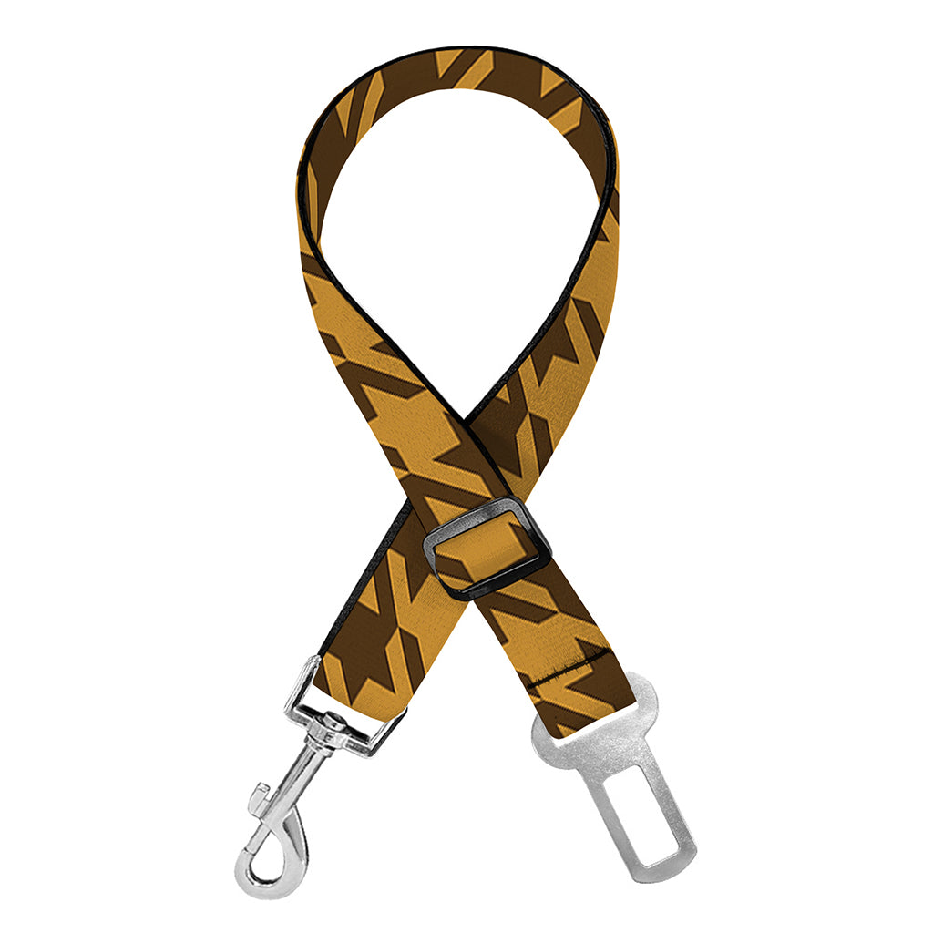Brown Houndstooth Pattern Print Dog Seat Belt
