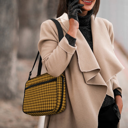 Brown Houndstooth Pattern Print Double Strap Bible Bag