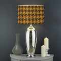 Brown Houndstooth Pattern Print Drum Lamp Shade