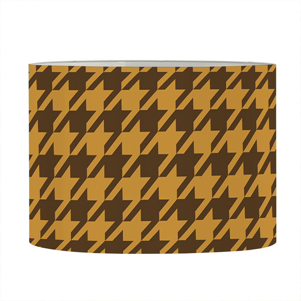 Brown Houndstooth Pattern Print Drum Lamp Shade