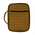 Brown Houndstooth Pattern Print Front Pocket Bible Bag