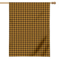 Brown Houndstooth Pattern Print House Flag