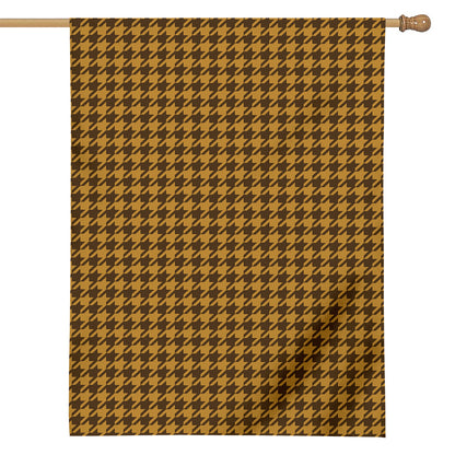 Brown Houndstooth Pattern Print House Flag