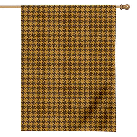 Brown Houndstooth Pattern Print House Flag
