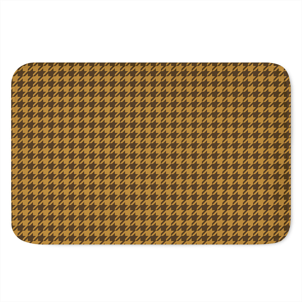 Brown Houndstooth Pattern Print Indoor Door Mat
