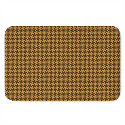 Brown Houndstooth Pattern Print Indoor Door Mat