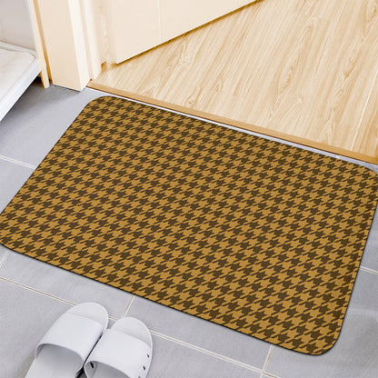 Brown Houndstooth Pattern Print Indoor Door Mat