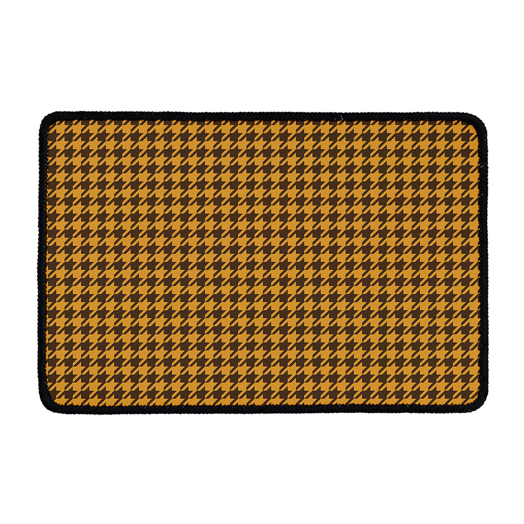 Brown Houndstooth Pattern Print Kitchen Mat