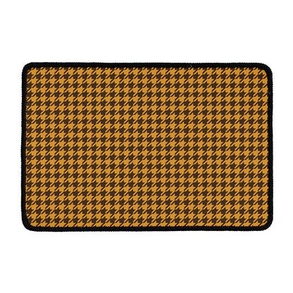 Brown Houndstooth Pattern Print Kitchen Mat
