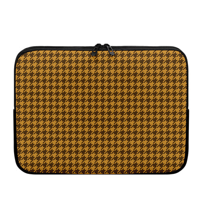 Brown Houndstooth Pattern Print Laptop Sleeve