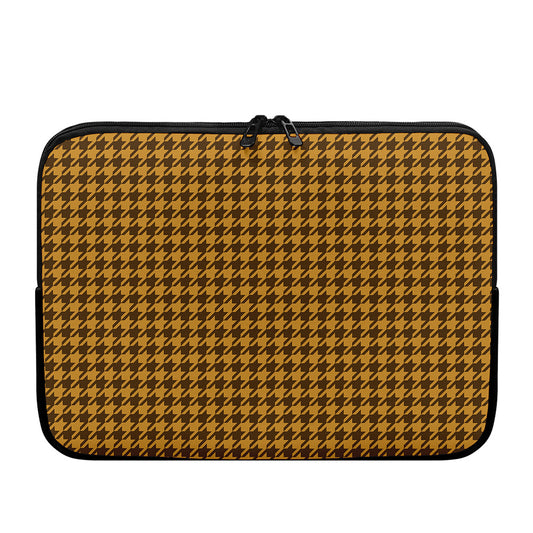 Brown Houndstooth Pattern Print Laptop Sleeve