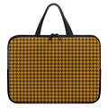 Brown Houndstooth Pattern Print Laptop Sleeve With Handle