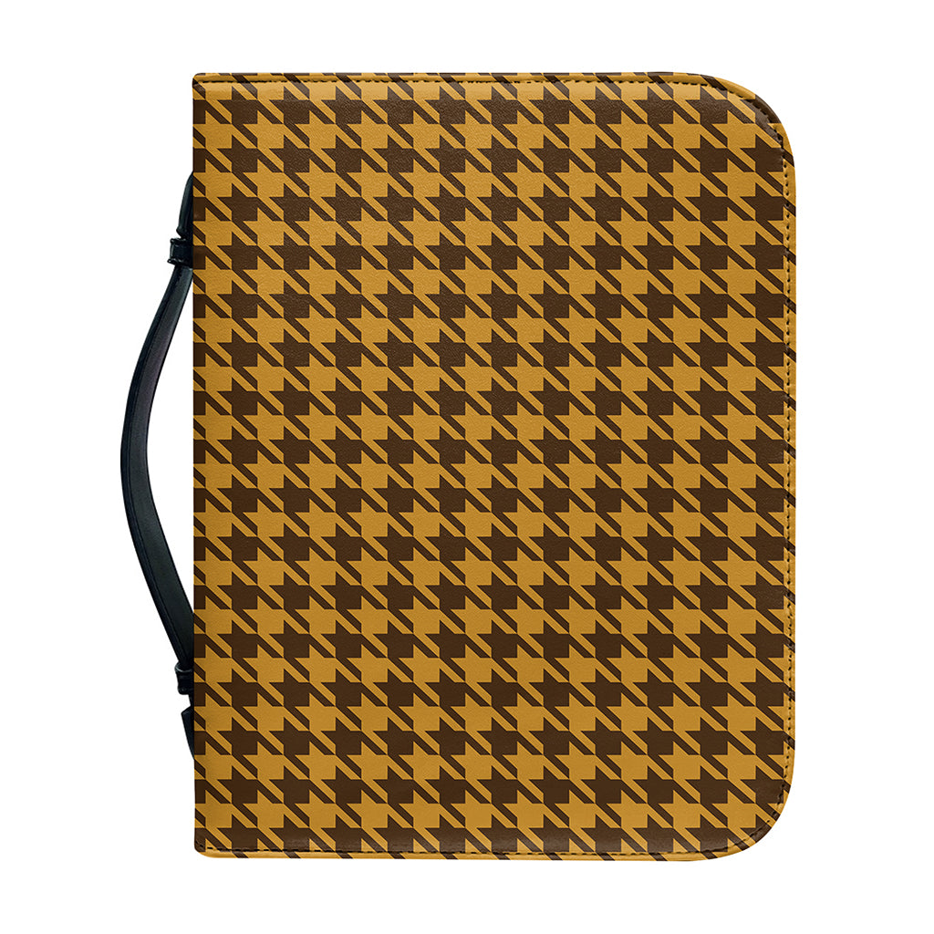 Brown Houndstooth Pattern Print Leather Bible Cover