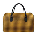 Brown Houndstooth Pattern Print Leather Duffel Bag