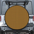 Brown Houndstooth Pattern Print Leather Spare Tire Cover