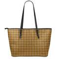 Brown Houndstooth Pattern Print Leather Tote Bag With Zipper