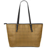 Brown Houndstooth Pattern Print Leather Tote Bag