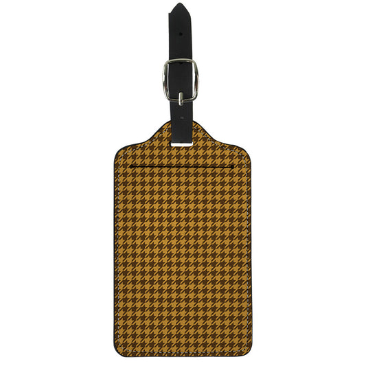 Brown Houndstooth Pattern Print Luggage Tag