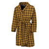 Brown Houndstooth Pattern Print Men's Bathrobe