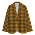 Brown Houndstooth Pattern Print Men's Blazer