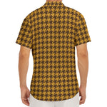 Brown Houndstooth Pattern Print Men's Deep V-Neck Shirt