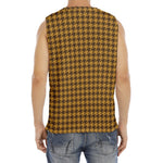 Brown Houndstooth Pattern Print Men's Fitness Tank Top
