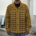 Brown Houndstooth Pattern Print Men's Shirt Jacket