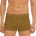 Brown Houndstooth Pattern Print Men's Short Boxer Briefs