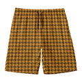 Brown Houndstooth Pattern Print Men's Swim Trunks