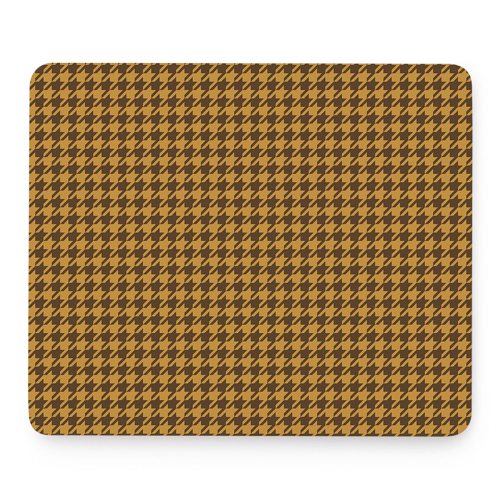 Brown Houndstooth Pattern Print Mouse Pad