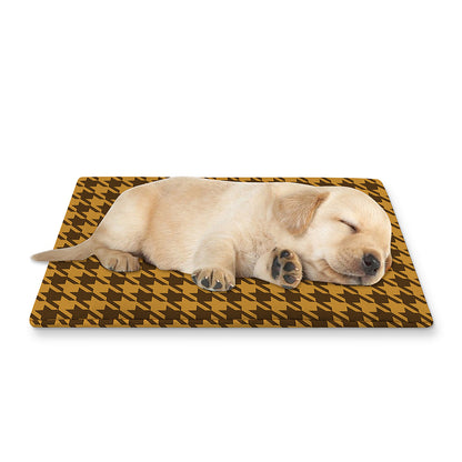 Brown Houndstooth Pattern Print Pet Cooling Mat Cover