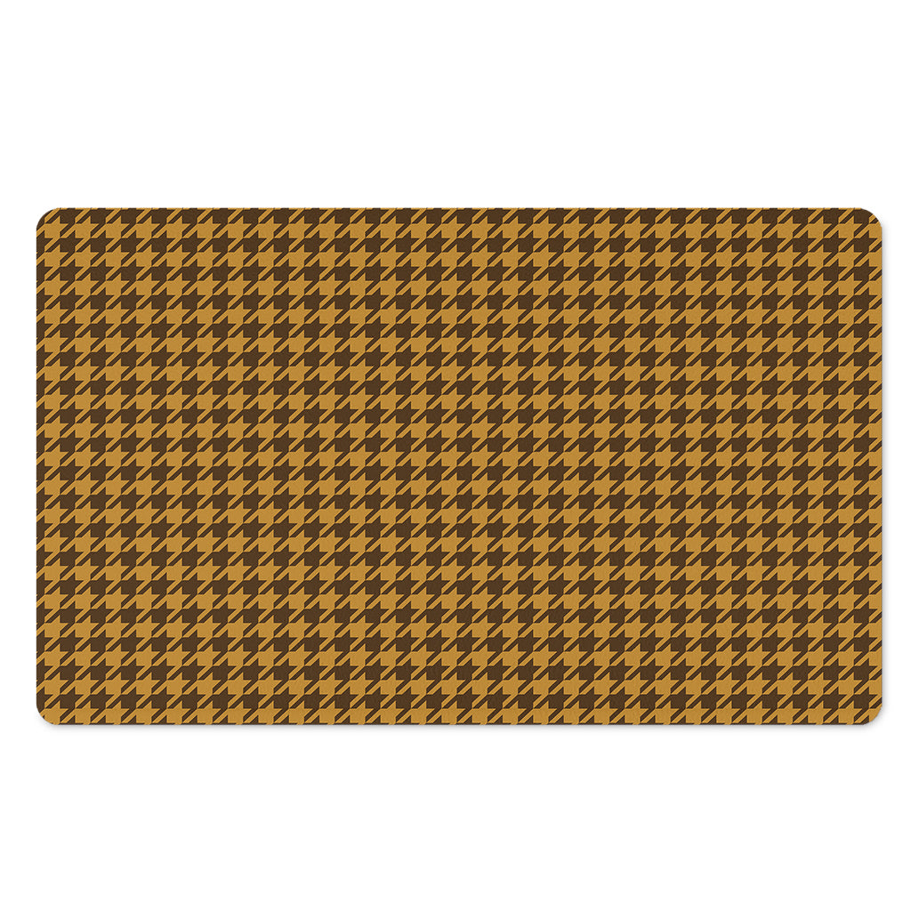 Brown Houndstooth Pattern Print Polyester Doormat