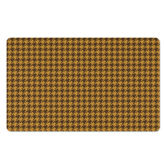 Brown Houndstooth Pattern Print Polyester Doormat