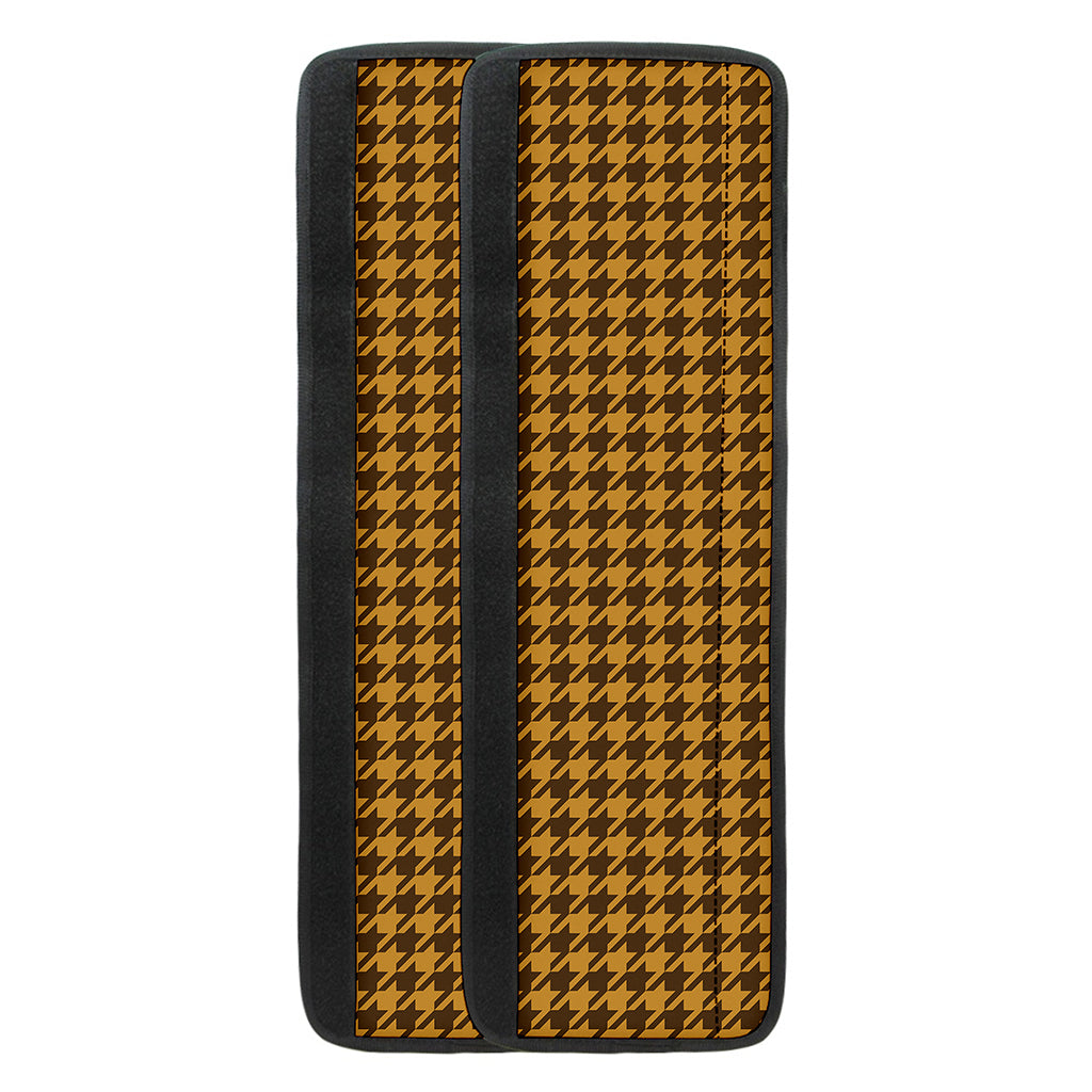 Brown Houndstooth Pattern Print Refrigerator Handle Covers