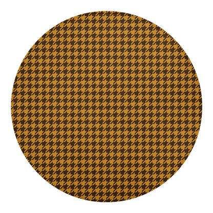 Brown Houndstooth Pattern Print Round Blanket