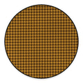Brown Houndstooth Pattern Print Round Floor Mat