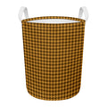 Brown Houndstooth Pattern Print Round Laundry Basket