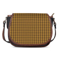 Brown Houndstooth Pattern Print Saddle Bag