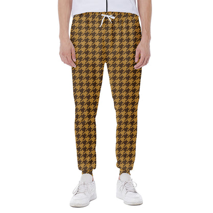 Brown Houndstooth Pattern Print Scuba Joggers