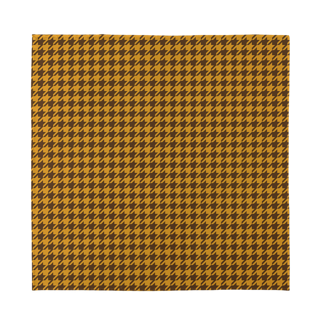 Brown Houndstooth Pattern Print Silk Bandana