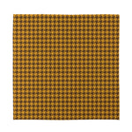 Brown Houndstooth Pattern Print Silk Bandana