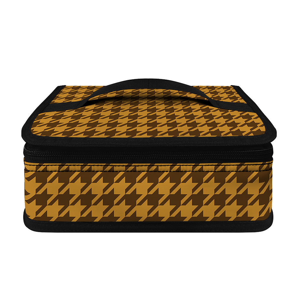 Brown Houndstooth Pattern Print Small Lunch Bag