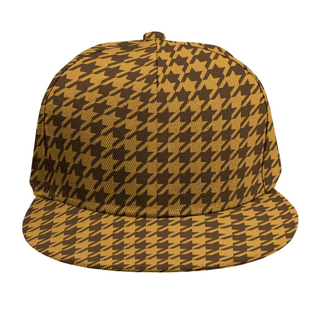 Brown Houndstooth Pattern Print Snapback Cap