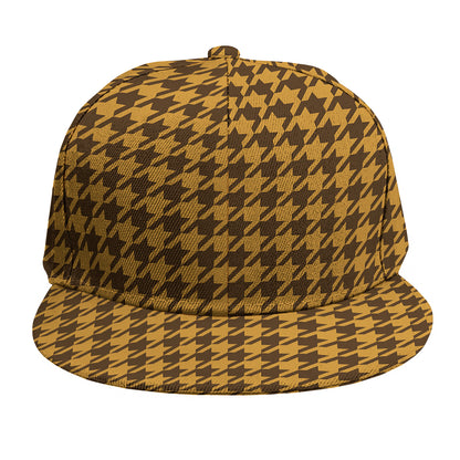 Brown Houndstooth Pattern Print Snapback Cap